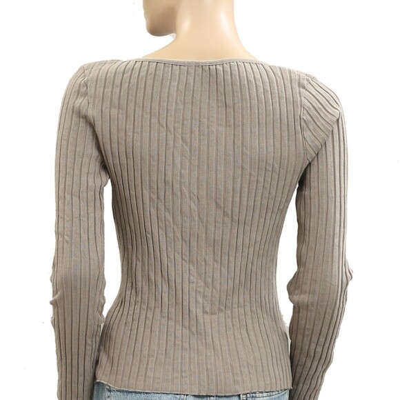 Free People Tilly Long-Sleeve Cardi Blouse Top Knit Ribbed Buttondown XS 280710 - Picture 7 of 7
